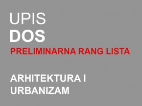 Упис у прву годину ДОСА 2014/15: Прелиминарна ранг листа и термински план уписа