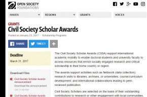 Konkurs Fondacije za otvoreno društvo: stipendije Civil Society Scholar Awards 2017/18