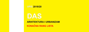 Doktorske akademske studije – Arhitektura i urbanizam 2019/20 – konačna rang lista