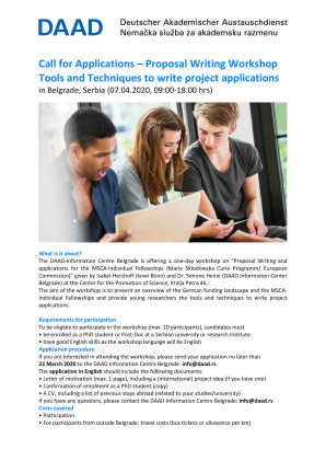 Позив за учешће на радионици DAAD-a “Call Proposal Writing Workshop” 7. априла 2020
