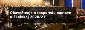Obaveštenje o rasporedu nastave u školskoj 2020/21.