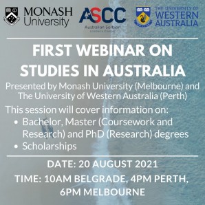 Australijsko-srpska privredna komora (ASCC) organizuje PRVI BESPLATAN webinar (onlajn seminar) o studijama u Australiji