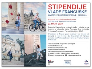 Stipendije Vlade Francuske 2023-2024.